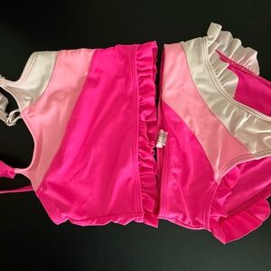 Pink and White Ruffled Bikini Set